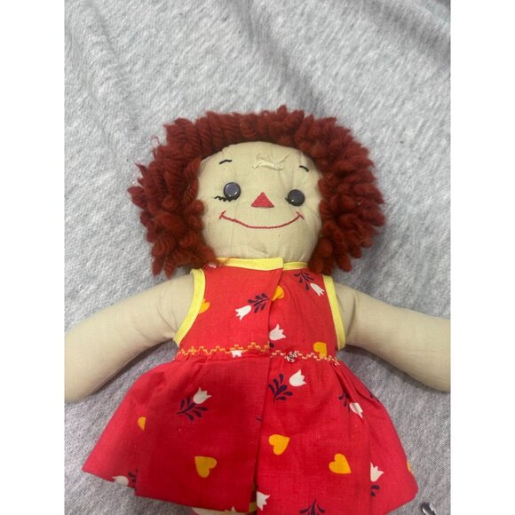 Raggedy Ann Cloth Doll For Kids Red Dress And Beautiful Red Curl Hair - Picture 5 of 11